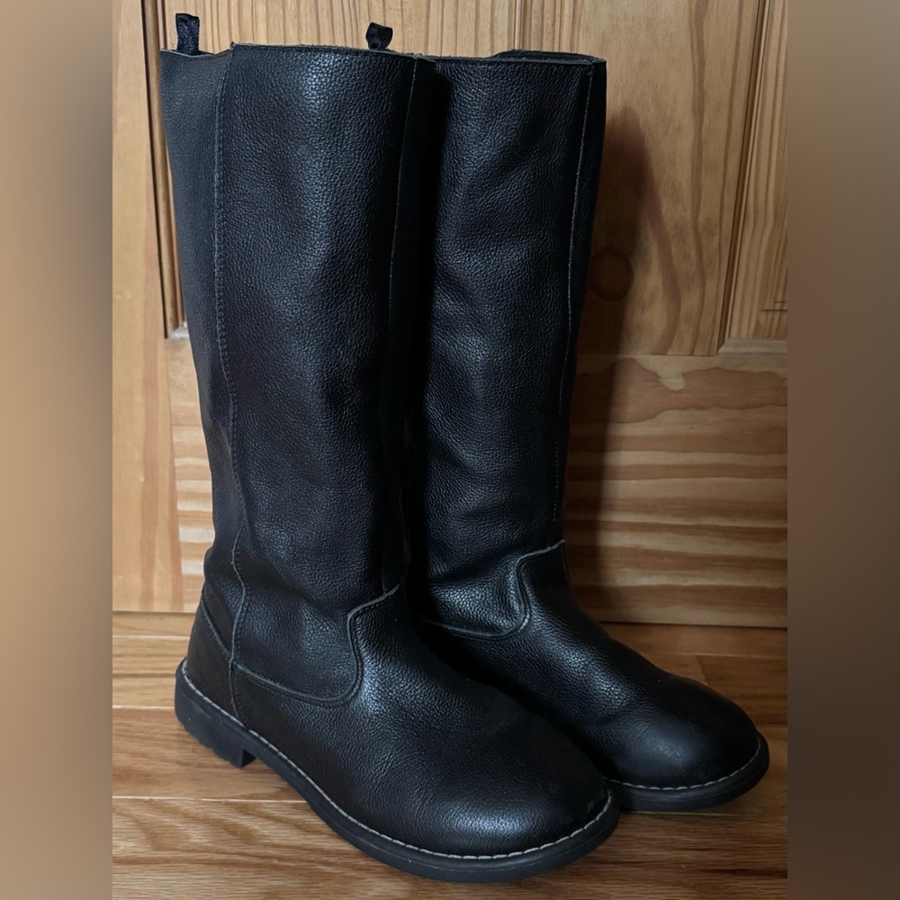 GAP Black Leather Tall Riding Boots, Size US 4, EU 34